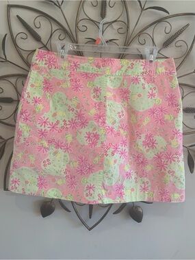 Vintage Lilly Pulitzer Pink and Light Green Floral/Mice Skort